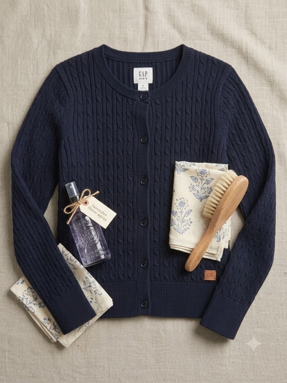 GAP Kids Navy Cable-Knit Button-Front Cardigan